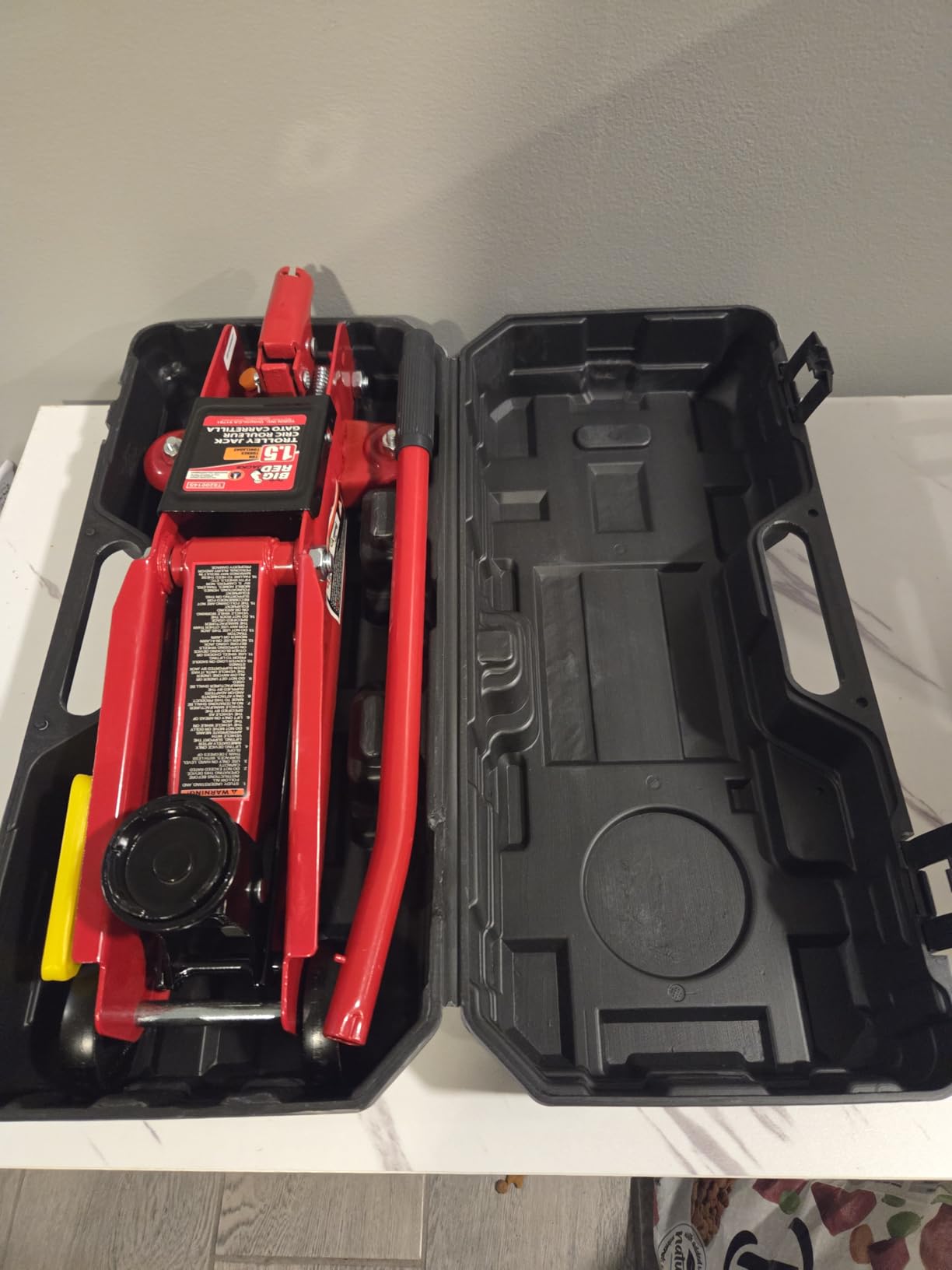 BIG RED T820014S Torin Hydraulic Trolley Service/Floor Jack with Blow Mold Carrying Storage Case, 1.5 Ton (3,000 lb) Capacity, Red customer photo 2