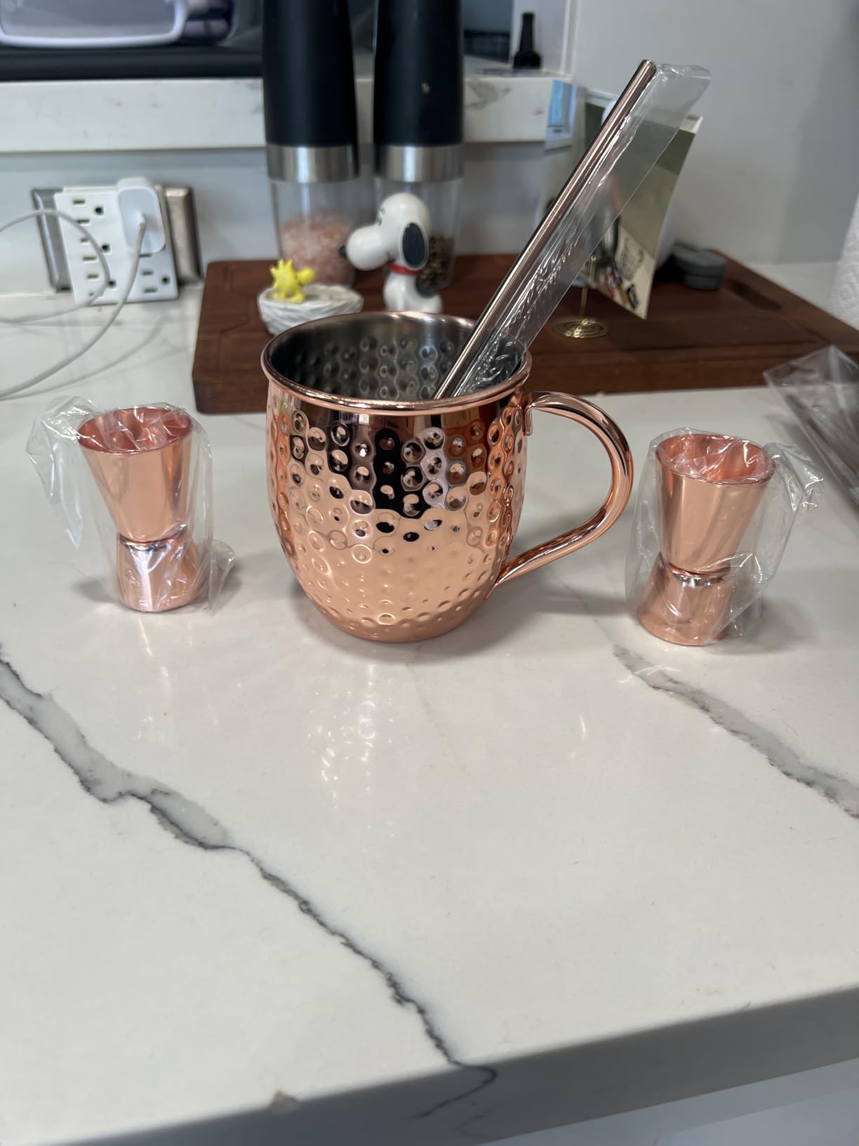 LINALL Moscow Mule Copper Mugs - Set of 4 Copper Plated Stainless Steel Mug 18oz, for Chilled Drinks customer photo 2
