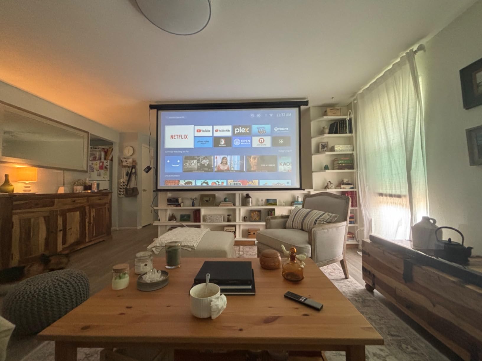 Motorized Projector Screen - Indoor and Outdoor Movies Screen Electric Projector Screen W/Remote Control (120 inch) customer photo 2