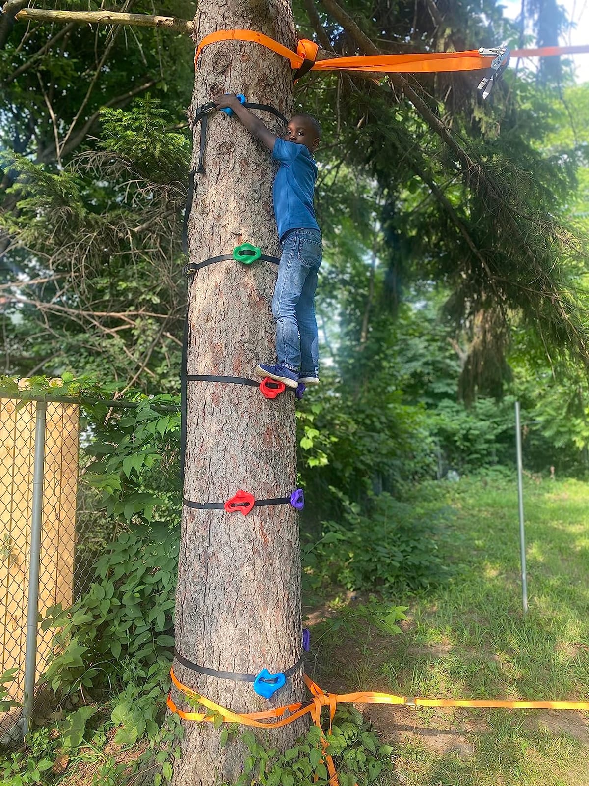 TOPNEW 12 Ninja Tree Climbing Holds for Kids Climber, Adult Climbing Rocks with 6 Ratchet Straps for Outdoor Ninja Warrior Obstacle Course Training customer photo 1