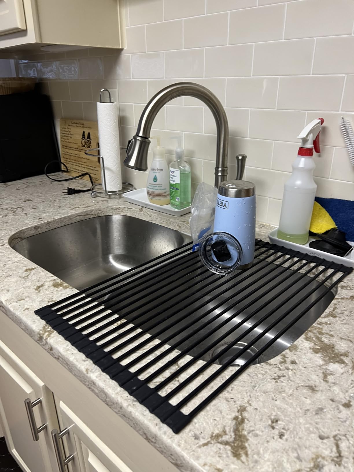Ohuhu Over Sink Dish Drying Rack Silicone Wrapped 17.6
