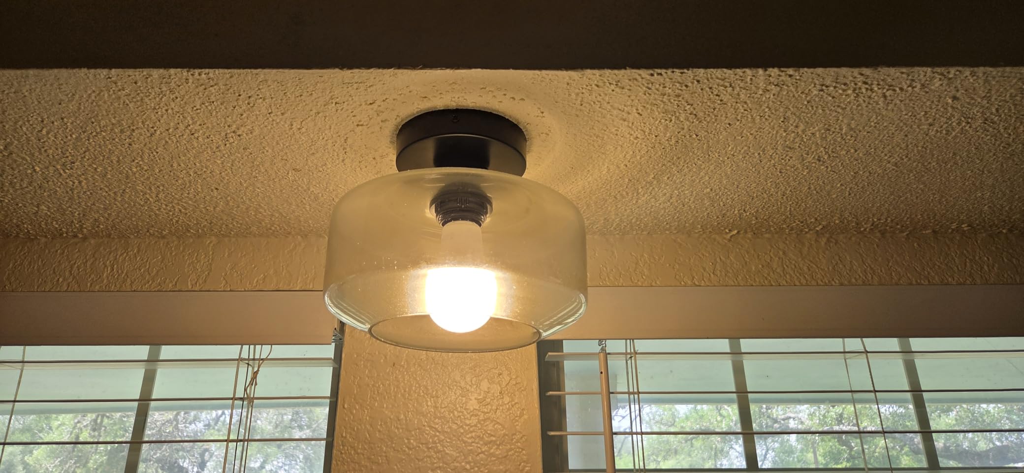 MAXvolador Industrial Semi Flush Mount Ceiling Light, Clear Glass Pendant Lamp Shade, Farmhouse Lighting for Hallway, Vintage Hanging Light Fixtures customer photo 2