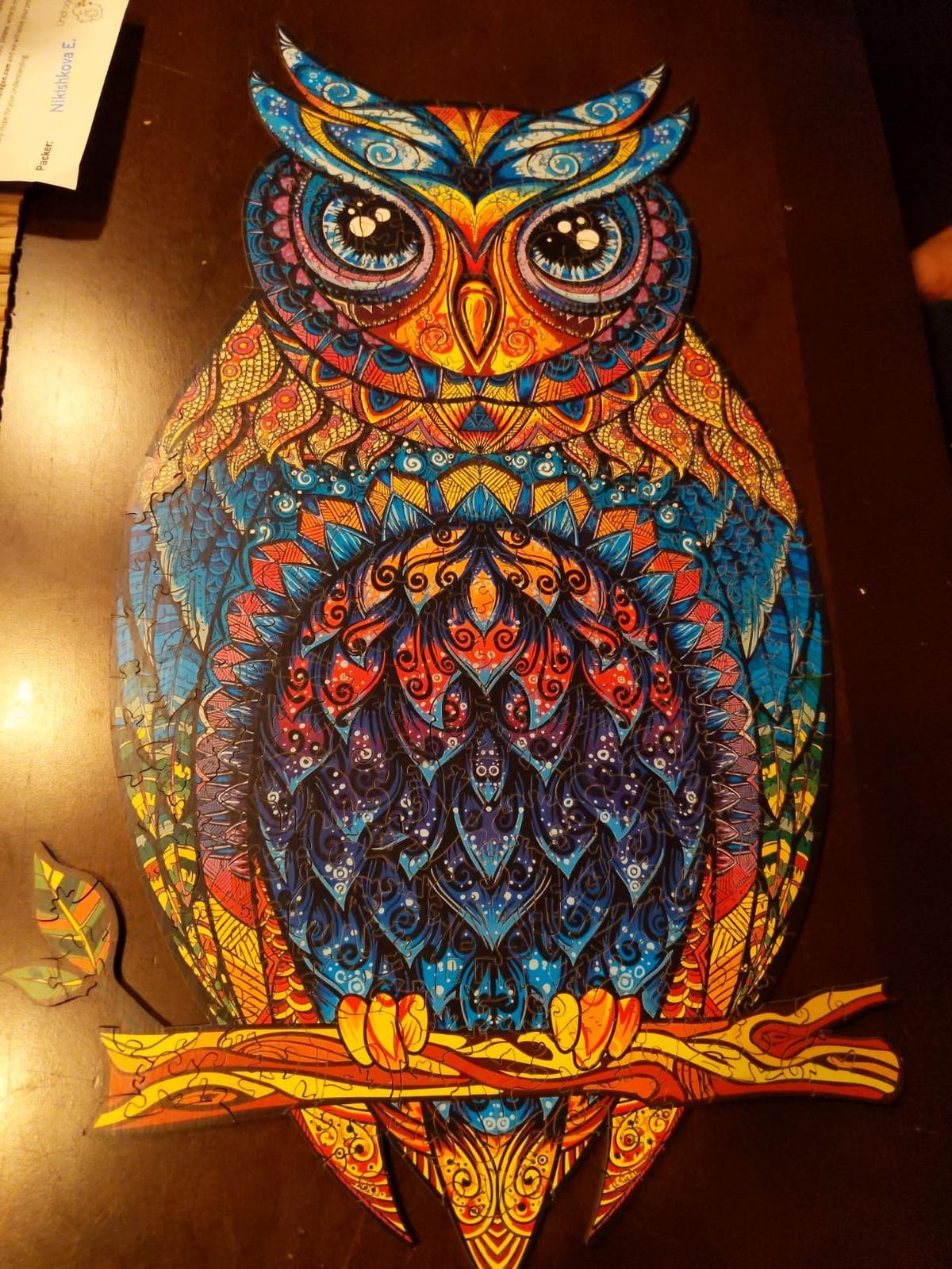 UNIDRAGON Wooden Puzzle for Adults - Charming Owl Jigsaw Puzzle - 330 pcs | King Size 9.9 x 17.1 in - Unique Animal Shaped Pieces - Laser Cut Wood - Wooden Gift Box customer photo 2