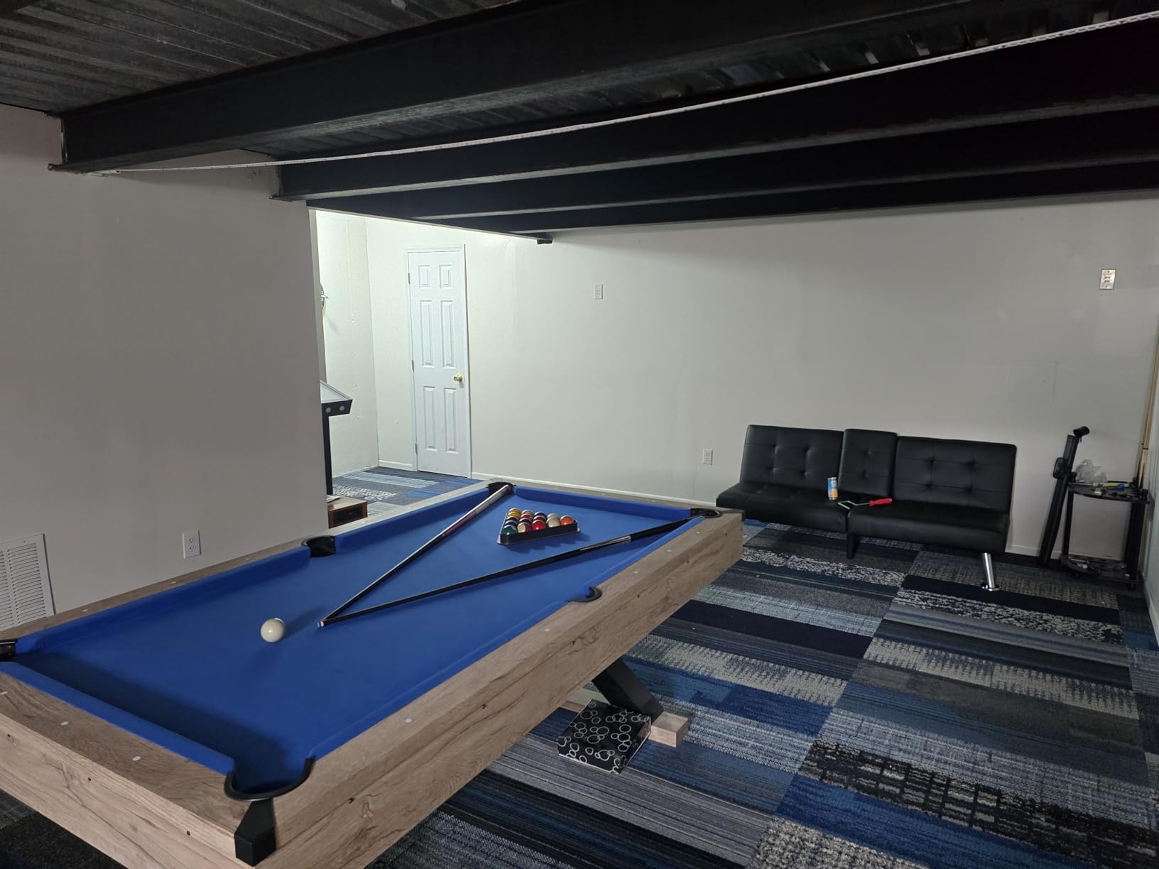 Flamaker Futon Sofa Bed, Black Faux Leather Convertible Loveseat Couch customer photo 1