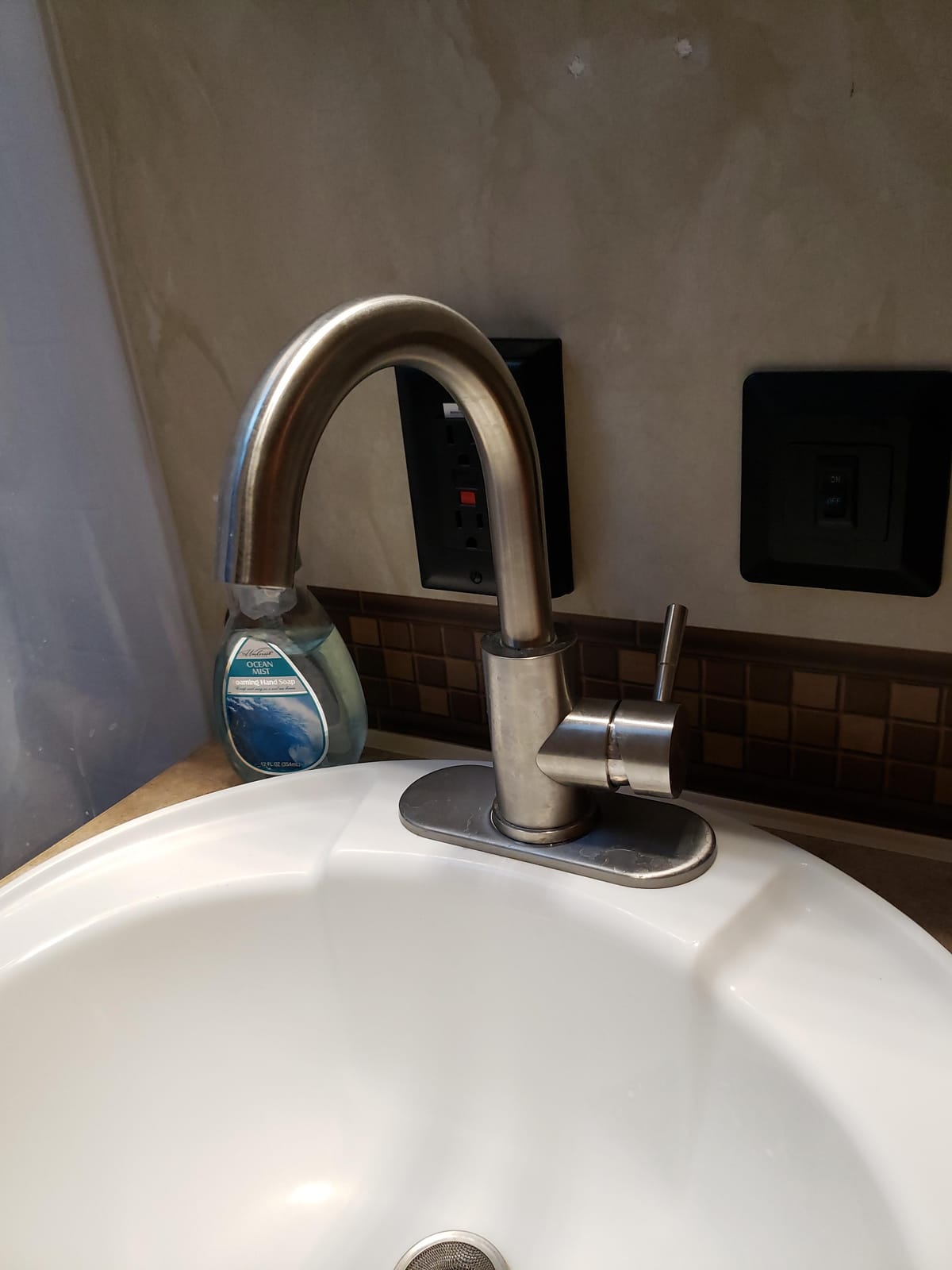Wet Bar Sink Faucet, Stainless Steel 360 Swivel Bar Mixer with 3 Hole Cover Deck Plate, Small Modern Single Handle Tap for Kitchen Bath Bathroom Sink, Brushed Nickel … customer photo 2