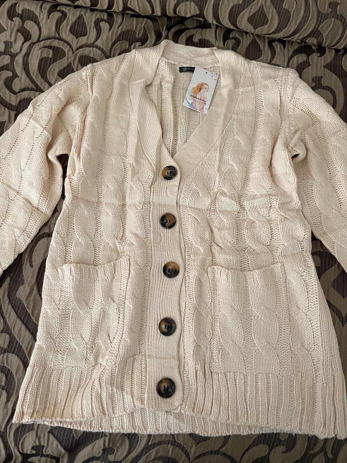 PRETTYGARDEN Women's Cable Knit Cardigan Sweaters Fall customer photo 2
