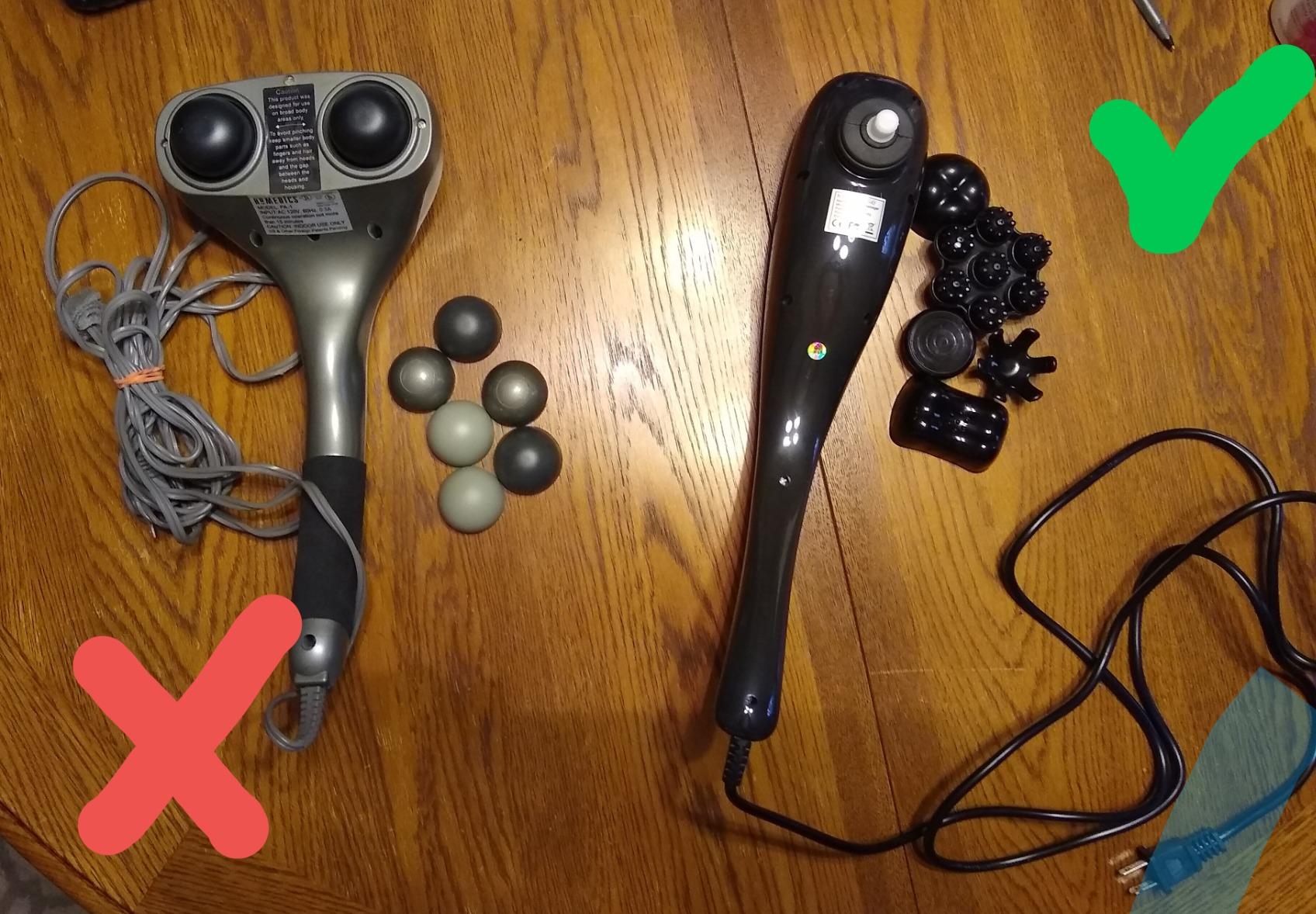 MEGAWISE Handheld Percussion Massager for Back, 3600 RPM, 5 speeds, 7 Heads | deep tissue massage, 5 massage modes, long curved handle, 15-minute auto-off, 25W corded power, back and body use customer photo 2