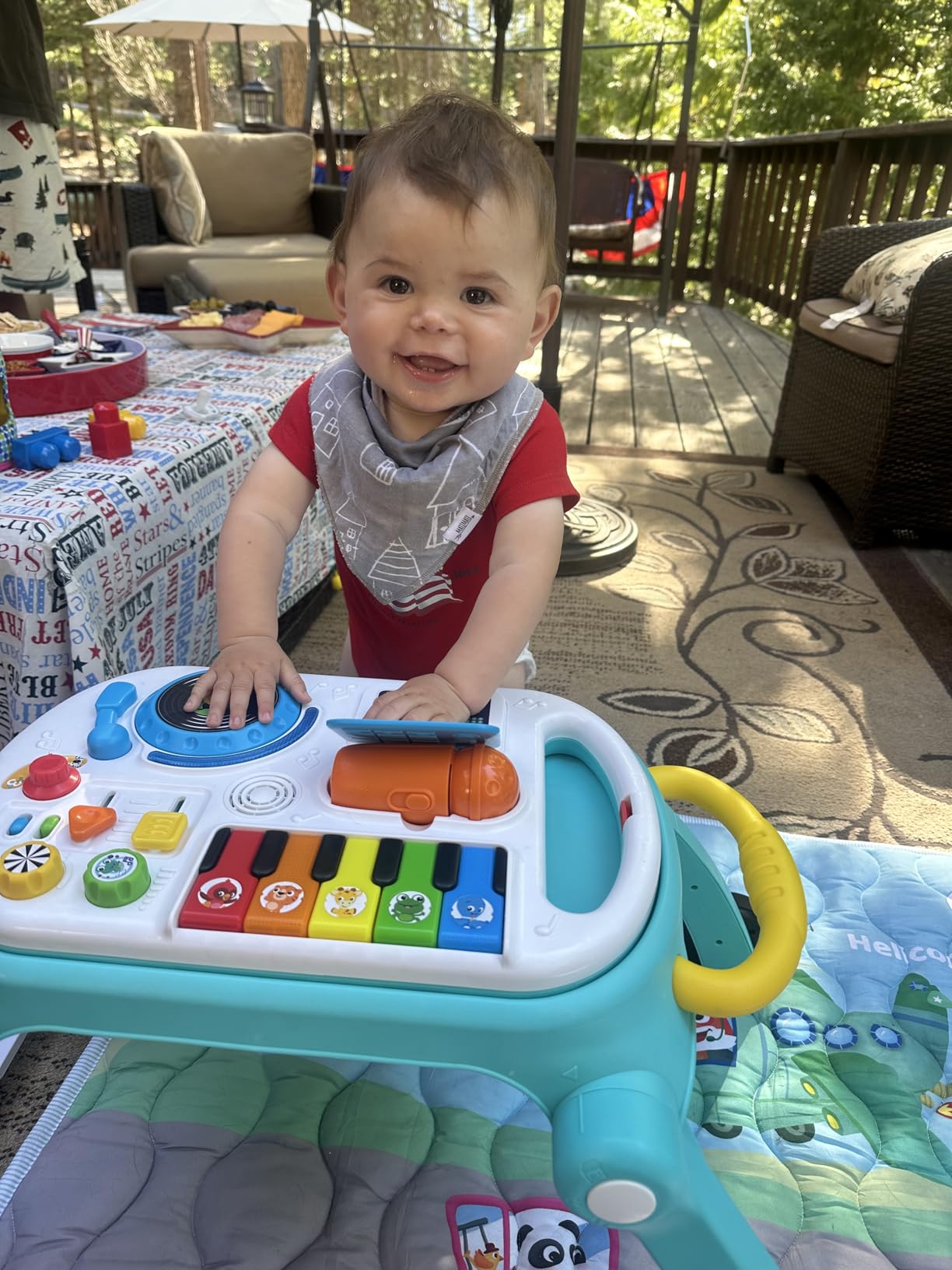 Baby Einstein Musical Mix ‘N Roll 4-in-1 Push Walker, Activity Center, Toddler Table & Floor Toy, 100+ Songs & Phrases, DJ Station with Piano customer photo 2