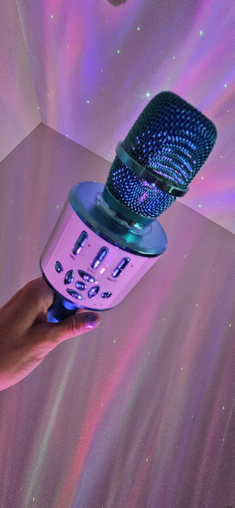 Amazmic Kids Karaoke Microphone Machine Toys for Girls Bluetooth Microphone with LED Light, Christmas Birthday Gift for Girls Boys 3-12+ Years Old (Blue) customer photo 2