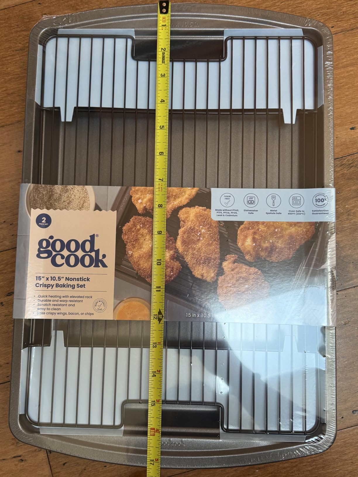 GoodCook 15” x 10.5” Nonstick Carbon Steel Baking Pan & Raised Wire Rack – Pizza Crisper, Crispy Bacon, Multipurpose Cooking Sheet Pan, Cooling Rack, Kitchen Cookware Set, Dishwasher Safe customer photo 2
