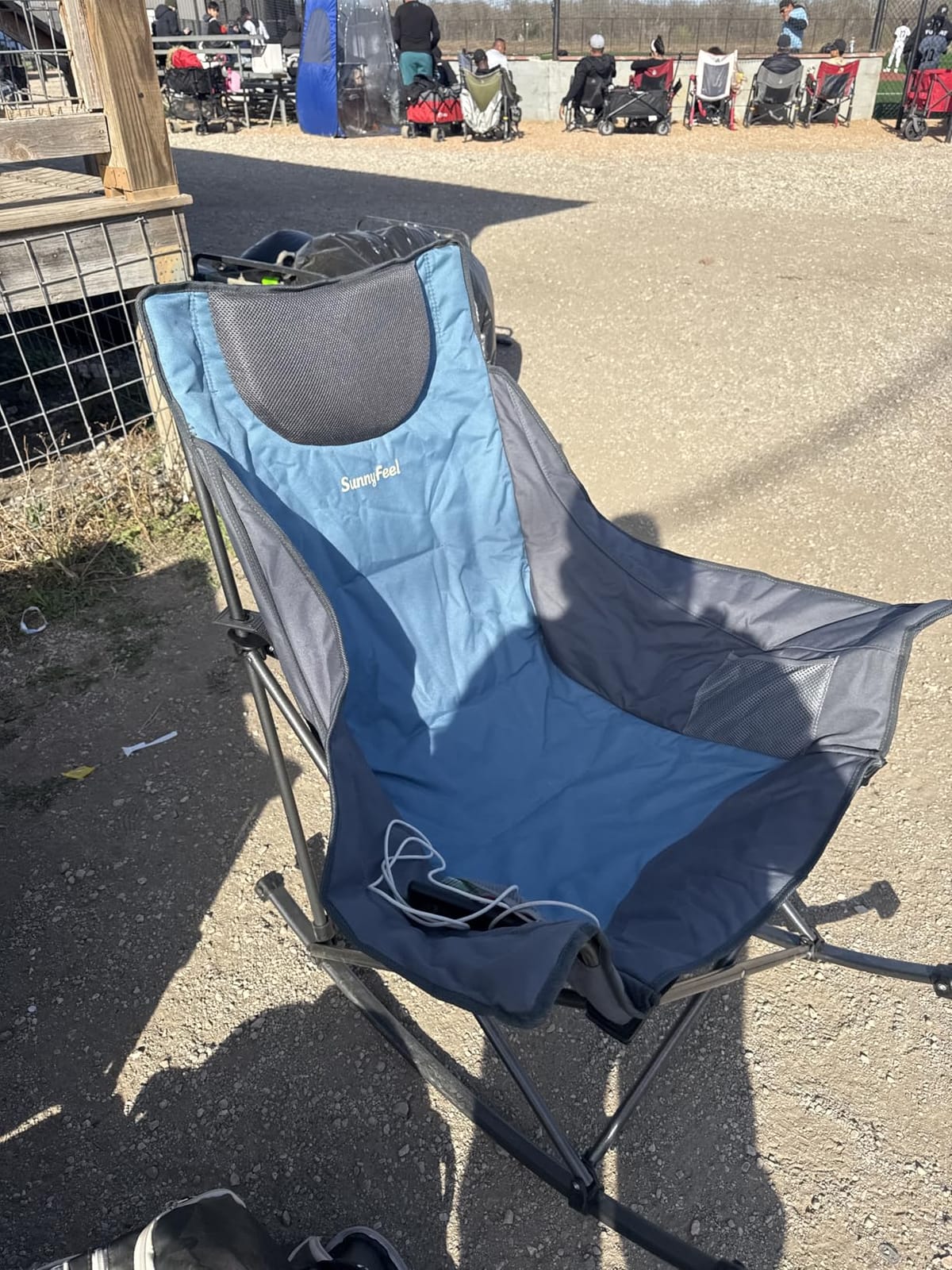 SUNNYFEEL Oversized Folding Rocking Camping Chair for Adults, 500lbs Orange | Heavy Duty Outdoor Rocker Camping Chairs, High Back Padded Lawn Recliner with Side Pocket & Carry Bag customer photo 2
