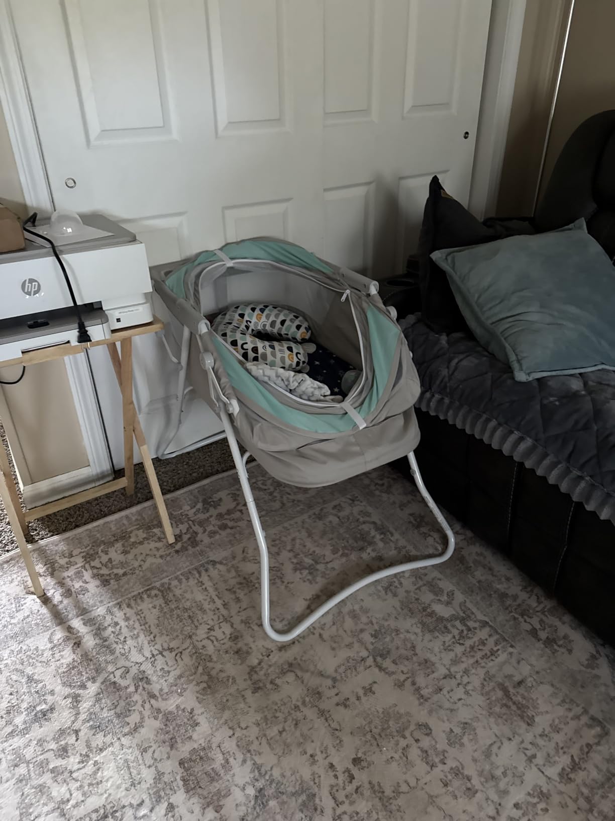 Dream On Me Karley Portable Infant Bassinet, Double Mesh Canopy, Cool Grey customer photo 1