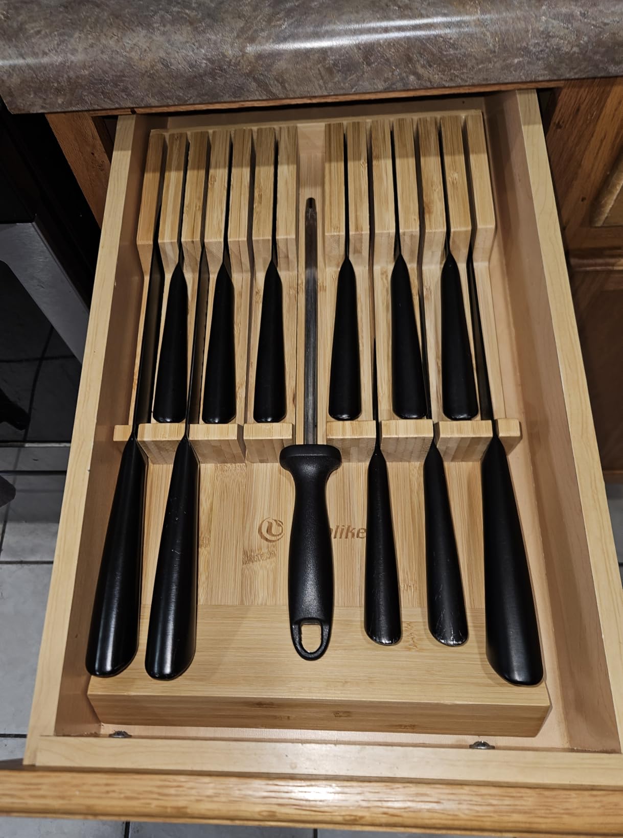 Utoplike In-Drawer Knife Block Bamboo Drawer Organizer, 12 Knives Holder customer photo 1
