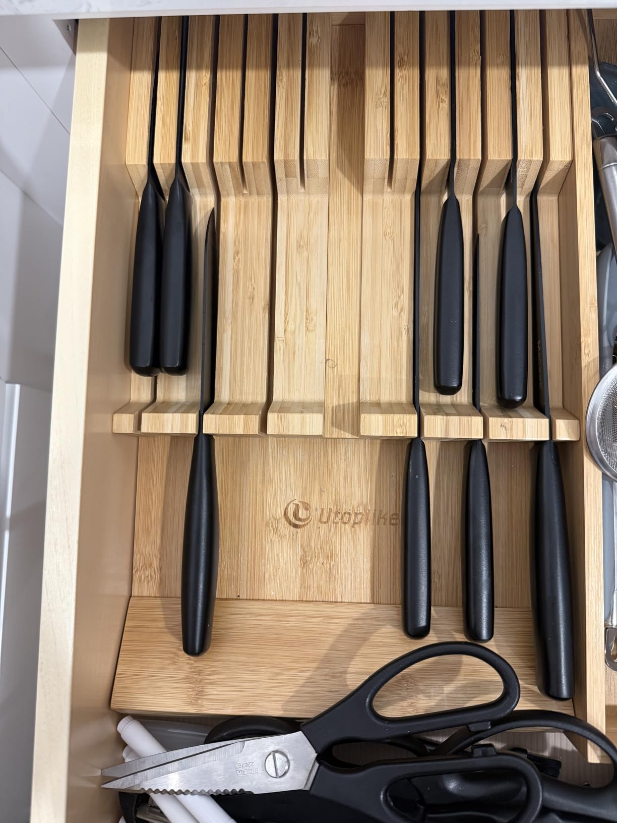 Utoplike In-Drawer Knife Block Bamboo Drawer Organizer, 12 Knives Holder customer photo 2