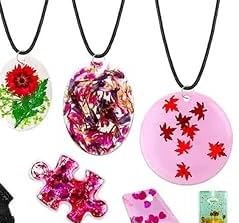 219Pcs Resin Kit for Beginners, Thrilez Resin Mold Kit with Resin Molds Silicone and Epoxy Resin Supplies Include Dried Flowers, Foil Flakes, Necklace Cord, Earring Hooks for DIY Jewelry Making customer photo 1