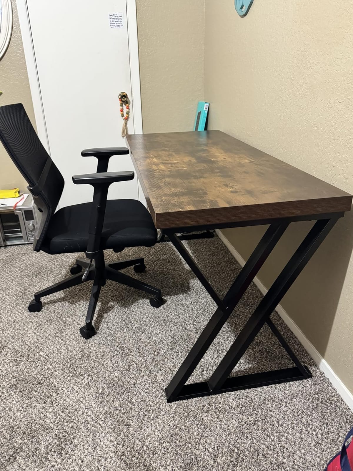 Tribesigns Writing Computer Desk, 55 inch Heavy Duty Study Desk with Z-Shaped Metal Leg, Modern Simple Home Office Computer Desk, Rustic Brown customer photo 2