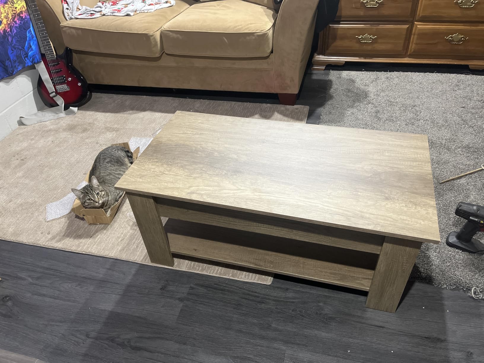 Yaheetech 47.2 in Lift Top Coffee Table with Hidden Storage & Shelf, Black customer photo 1