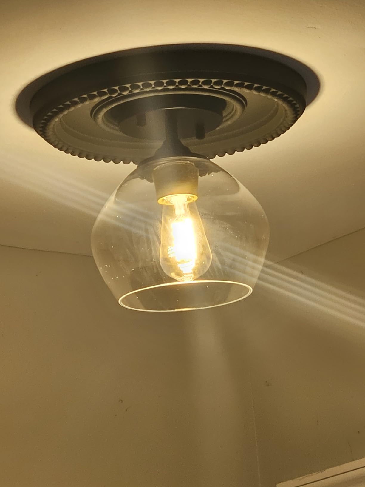 BesLowe Modern Semi Flush Mount Ceiling Light with Clear Glass Shade, Black customer photo 1