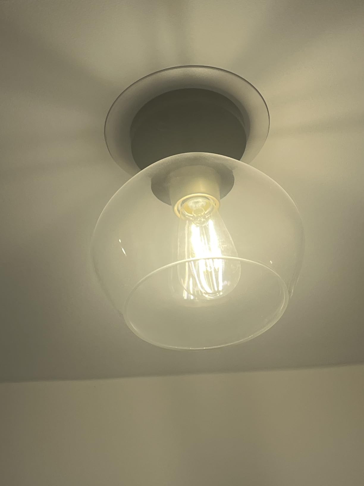 BesLowe Modern Semi Flush Mount Ceiling Light with Clear Glass Shade, Black customer photo 2