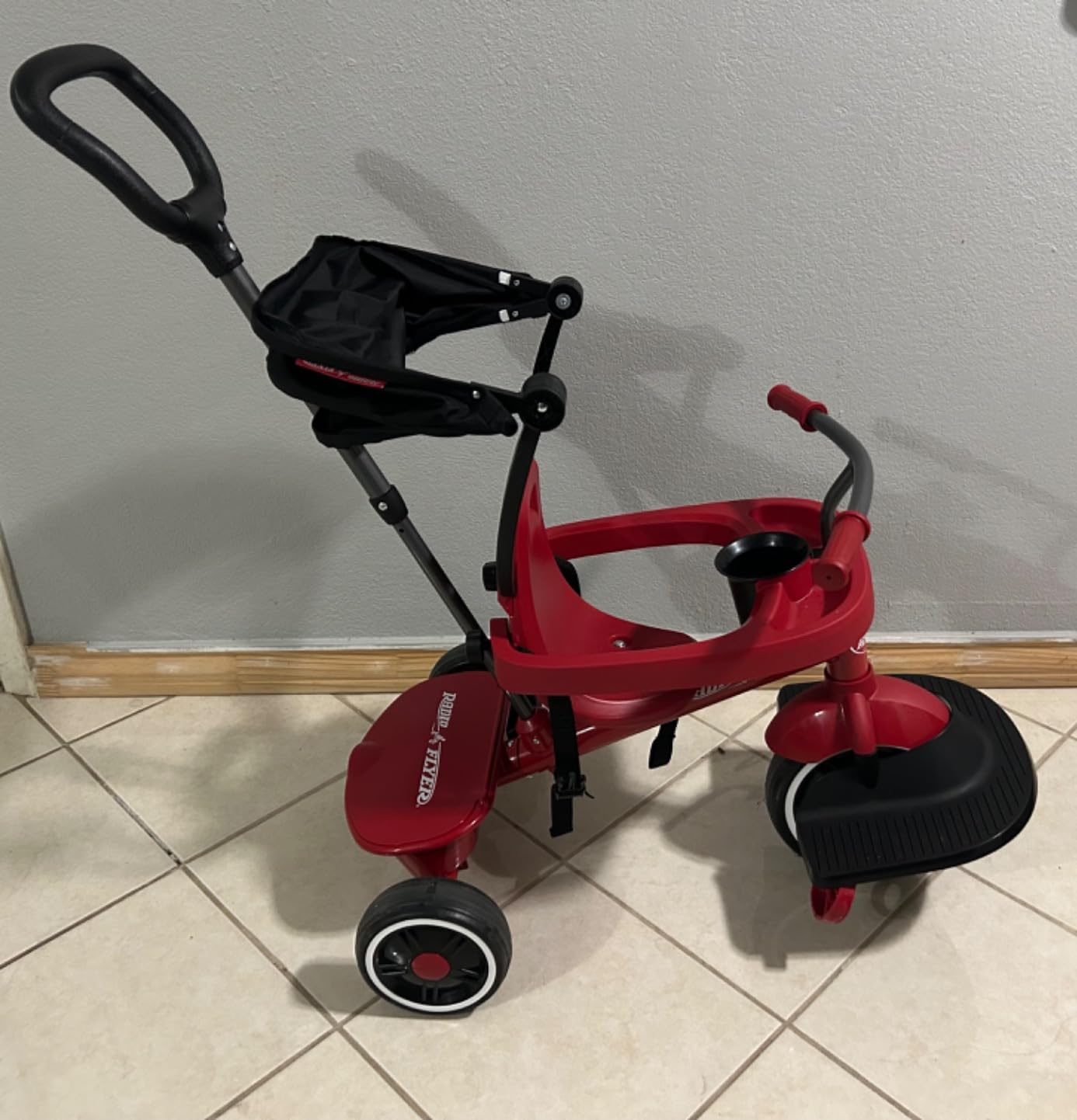 Radio Flyer 4-in-1 Pedal & Push Stroll ’N Trike, Ages 1-5, UV Canopy, Red customer photo 2