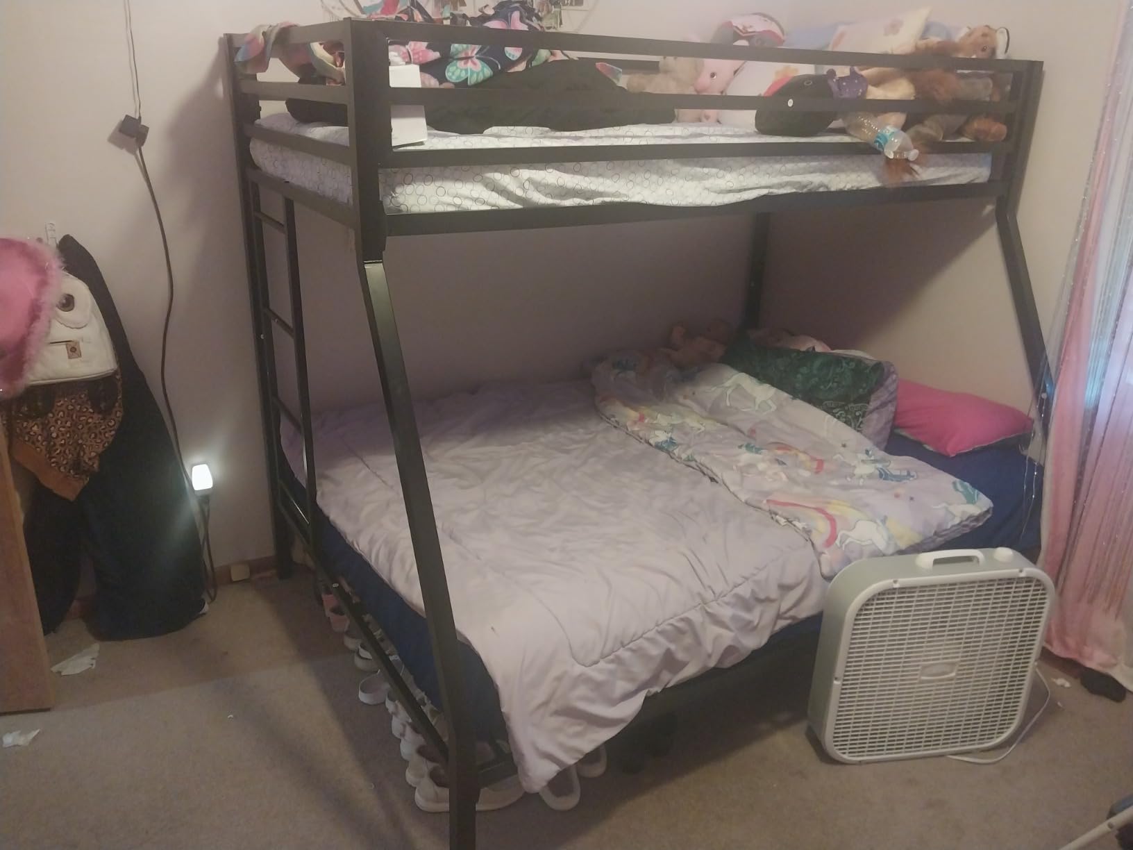SHA CERLIN Bunk Bed Twin Over Full Size with Ladder and Guardrail,Black customer photo 1