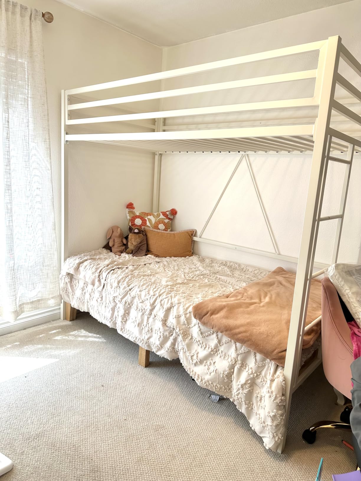 Allewie Metal Loft Bed Twin Size with Guardrail and Ladder,Black customer photo 2