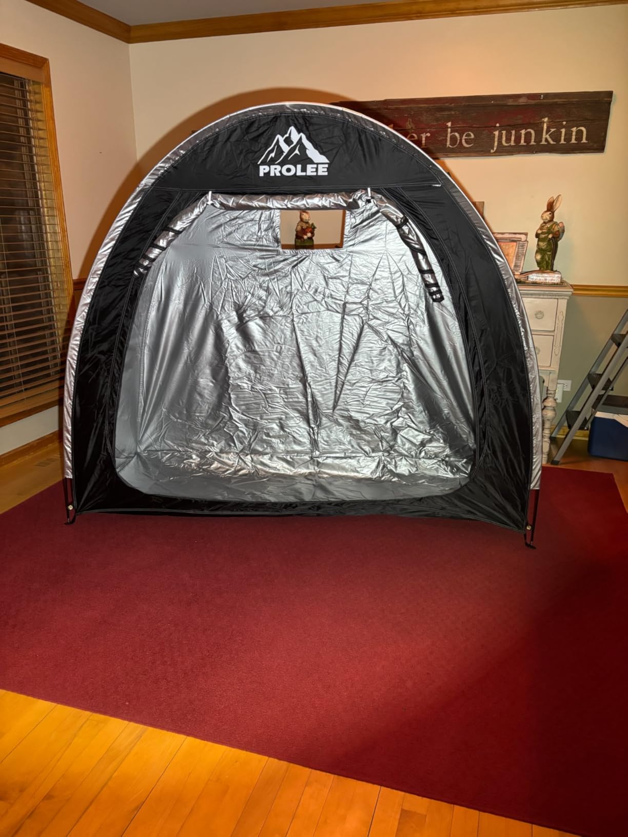 PROLEE Bike Shed 6.6FT, Waterproof Oxford Fabric Storage Tent for 2 Bikes, Outdoor Storage with Window Design, Black customer photo 1