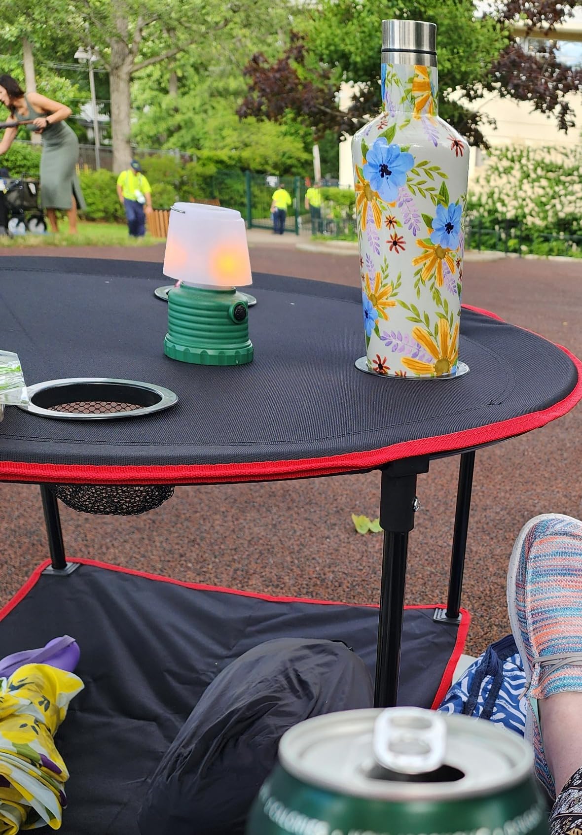 Portable Camping Table Folding Picnic Tables Lightweight Folding Table Waterproof Canvas Beach Table for Outside with 4 Cup Holders & Carry Bags for Camping, Beach, Campfires and Tailgating customer photo 2