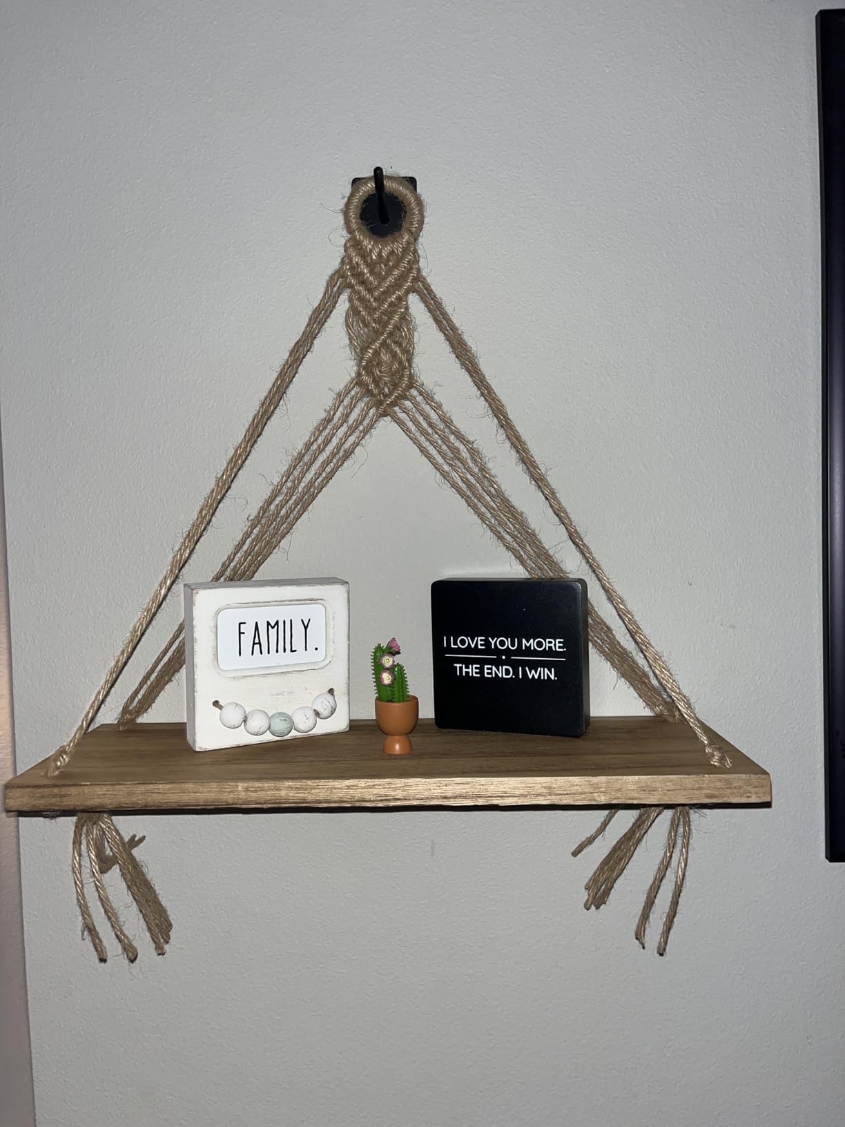 Mkono Macrame Hanging Shelves Boho Wall Decor Set of 2 Floating Wood Shelf | Cute Room Decor for Teen Girls Display Storage Shelves for Hanging Plant Photos Fit Bedroom Bathroom Living Room Nursery Dorm customer photo 1