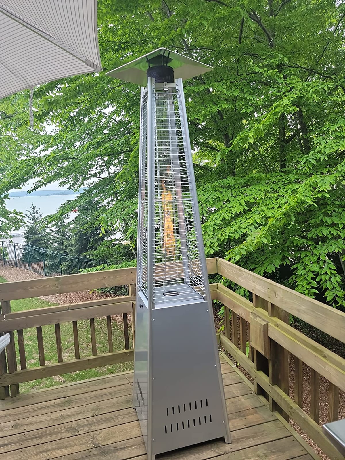 LAUSAINT HOME Pyramid Patio Heaters for Outdoor Use, 48,000 BTU Outdoor Propane Heaters for Patio with Cover & Wheels, 87