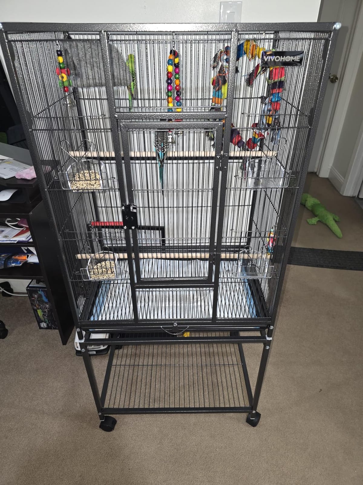 VIVOHOME 54 Inch Wrought Iron Large Bird Cage with Rolling Stand customer photo 2