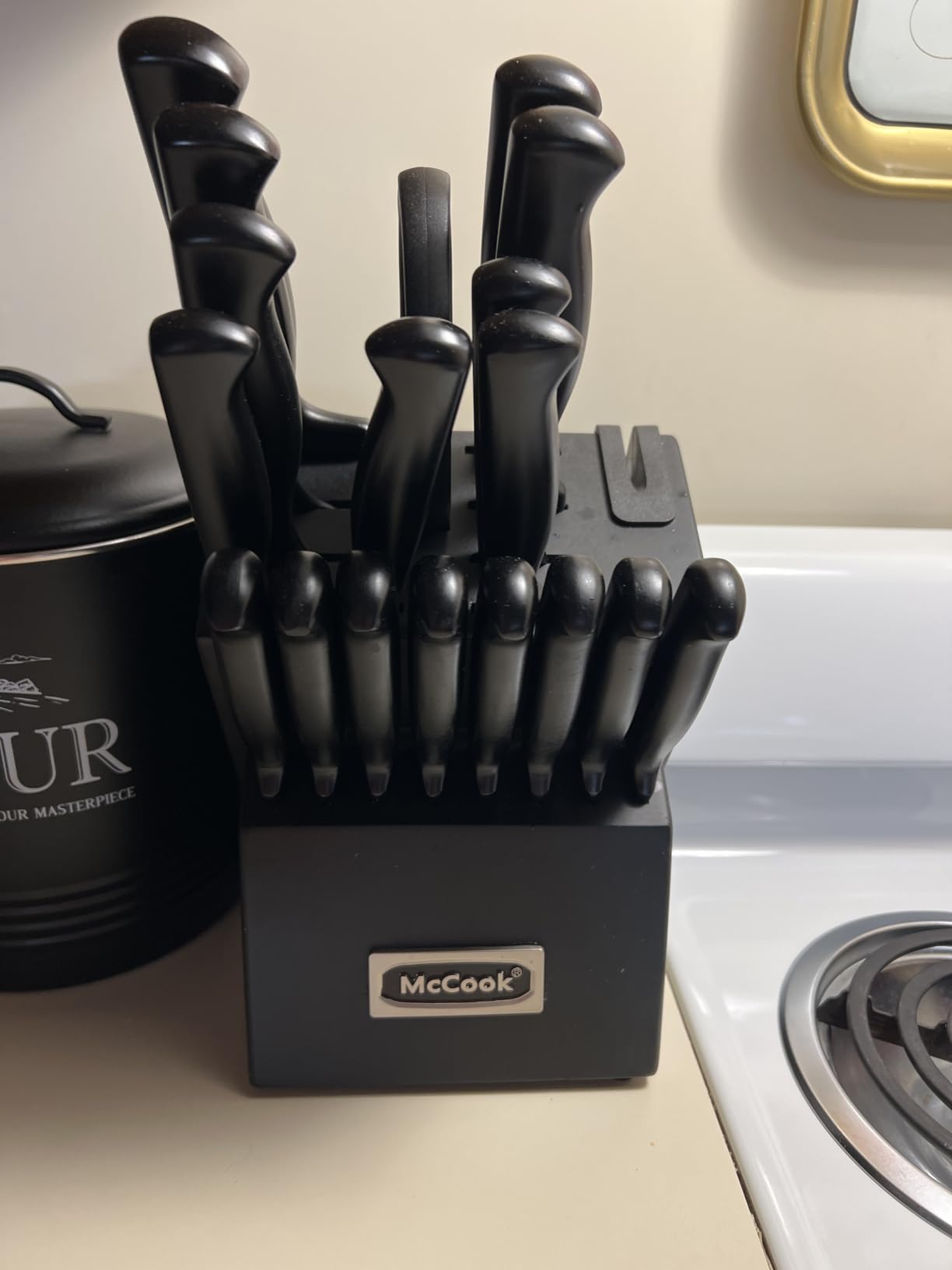 McCook Knife Set Kitchen Steel Knife Block Set w Built-in Sharpener customer photo 2