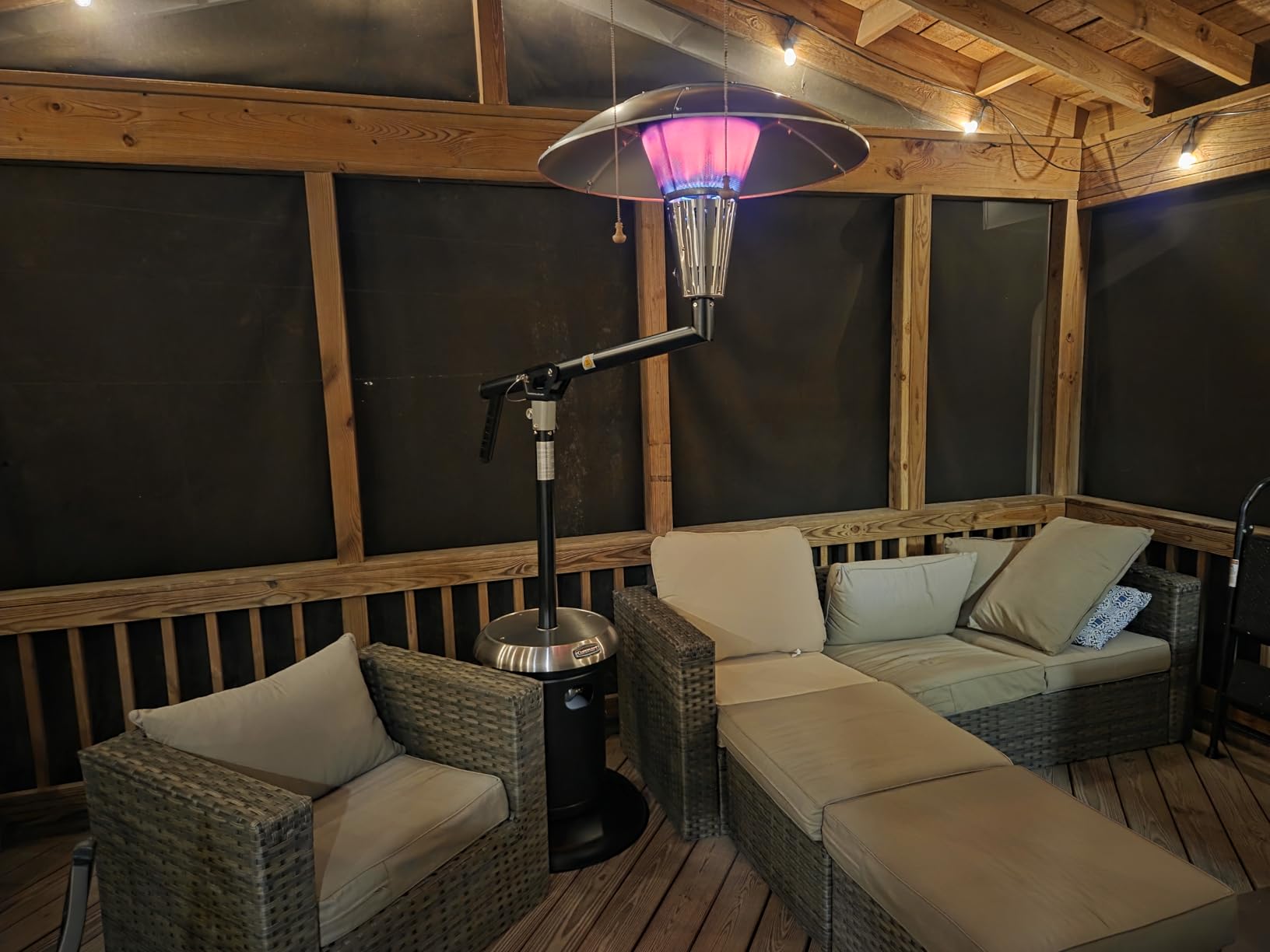 Cuisinart Perfect Position Propane Patio Heater, 38,200 BTU Powerful Directional Stainless Steel Outdoor Heater with Hidden Tank and Drink Table, Swivel Arm and Reflective Heat Shield customer photo 1