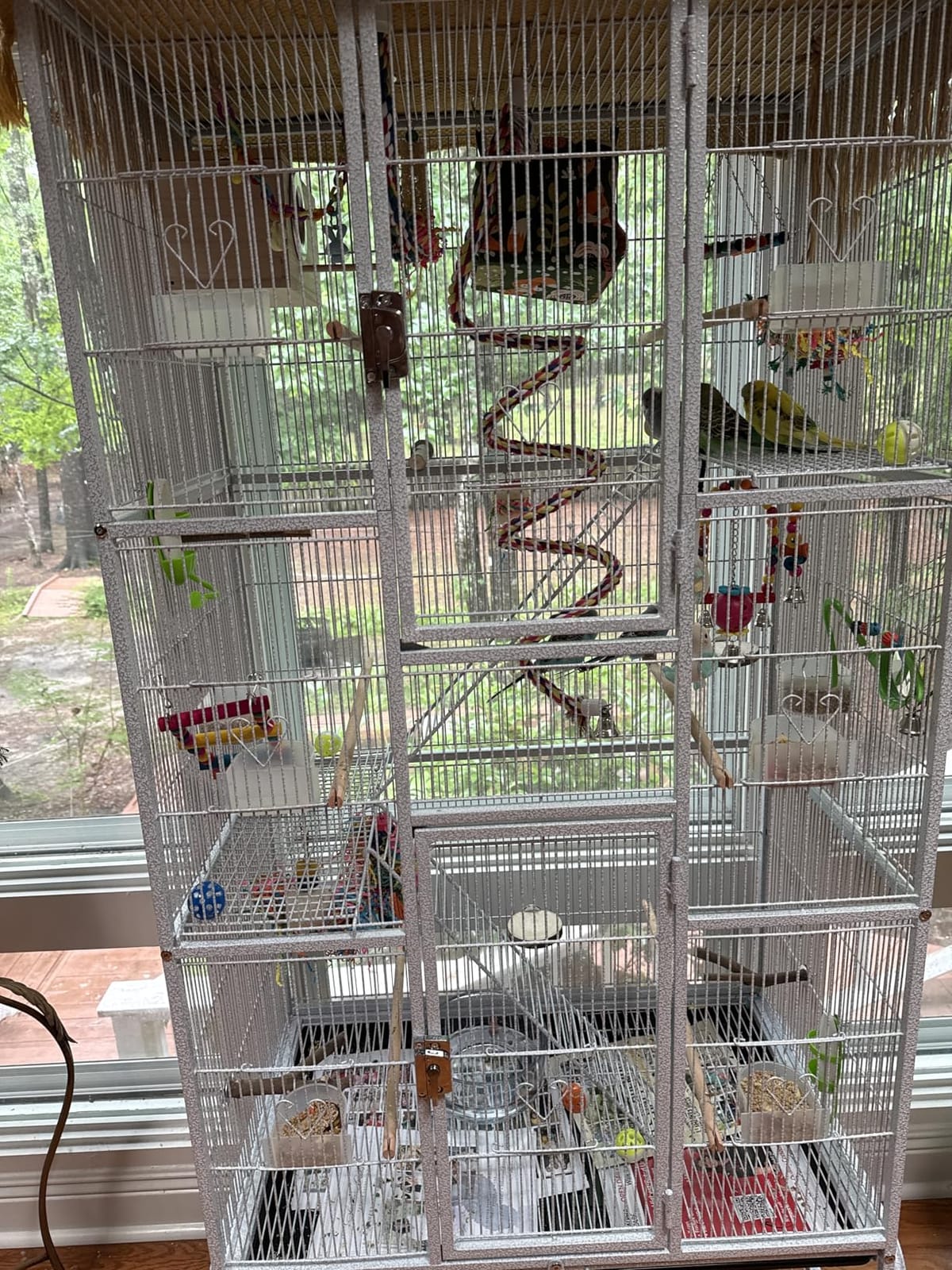Yaheetech 69'' Extra Large Bird Cage Metal Parrot Cage w/Detachable Stand for Mid-Sized Parrots Cockatiels Conures Parakeets Lovebirds Budgie Finch, White customer photo 2