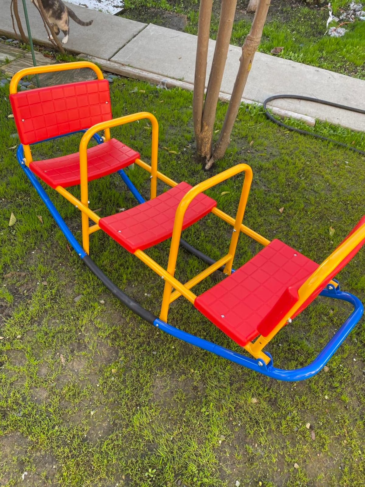 Costzon Teeter Totter Seesaw for Kids Outdoor, 2 in 1 Metal Rocking Seesaw for Toddlers with Easy-Grip Handles, Indoor Outdoor Rocker Toy Gifts for Ages 2-5, 1-3 Person Home Preschool Backyard See Saw customer photo 1