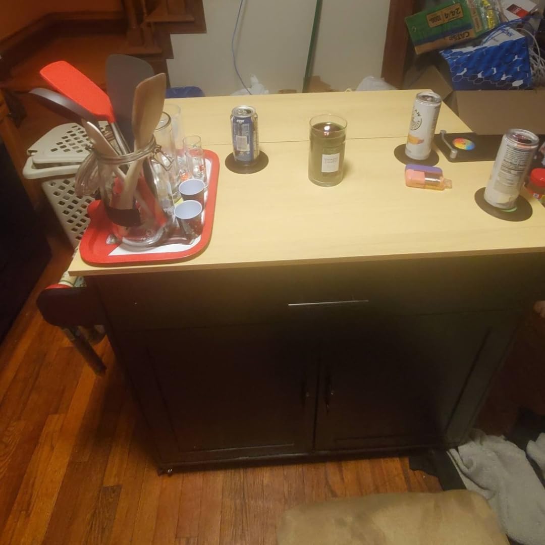 IRONCK Kitchen Island Table on Wheels with Drop Leaf, 47.25