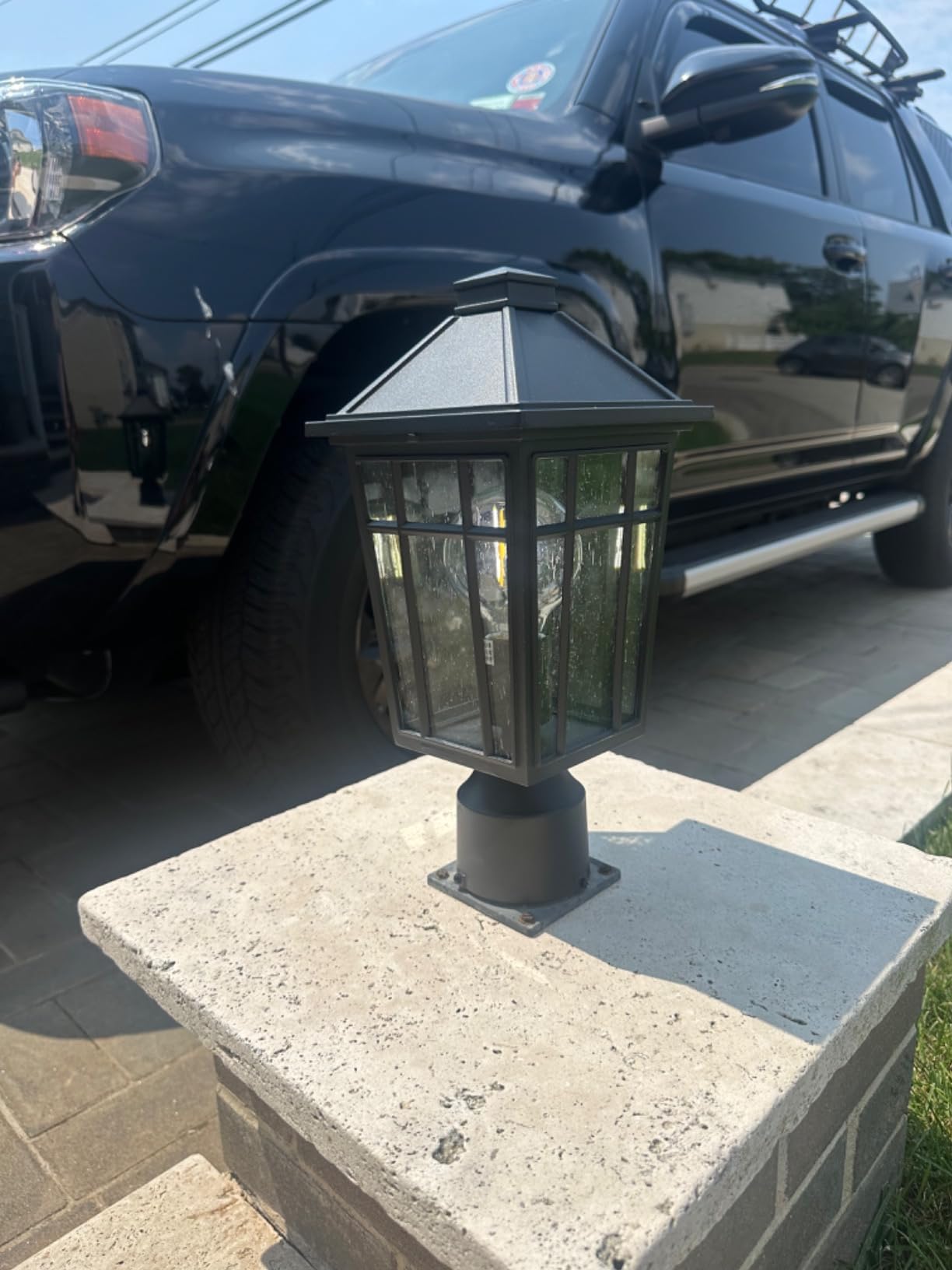 Darkaway Outdoor Post Lights Lamp Post Light Fixture, Waterproof Aluminum Housing with Glass, Fence Post Deck Lighting for Garden, Patio, Pathway (1 Pack, Black) customer photo 2