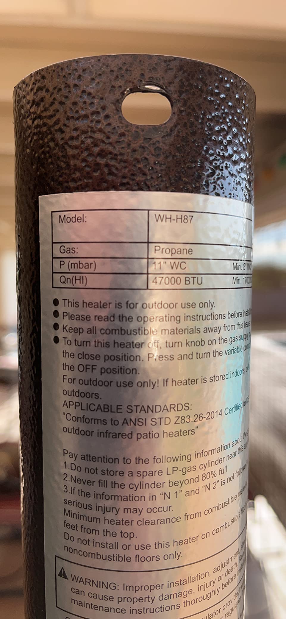 Hykolity 50,000 BTU Propane Patio Heater with Table Design, Stainless Steel Burner, Triple Protection System, Wheels, Outdoor Heaters for Patio, Garden, Commercial and Residentia, Black customer photo 1