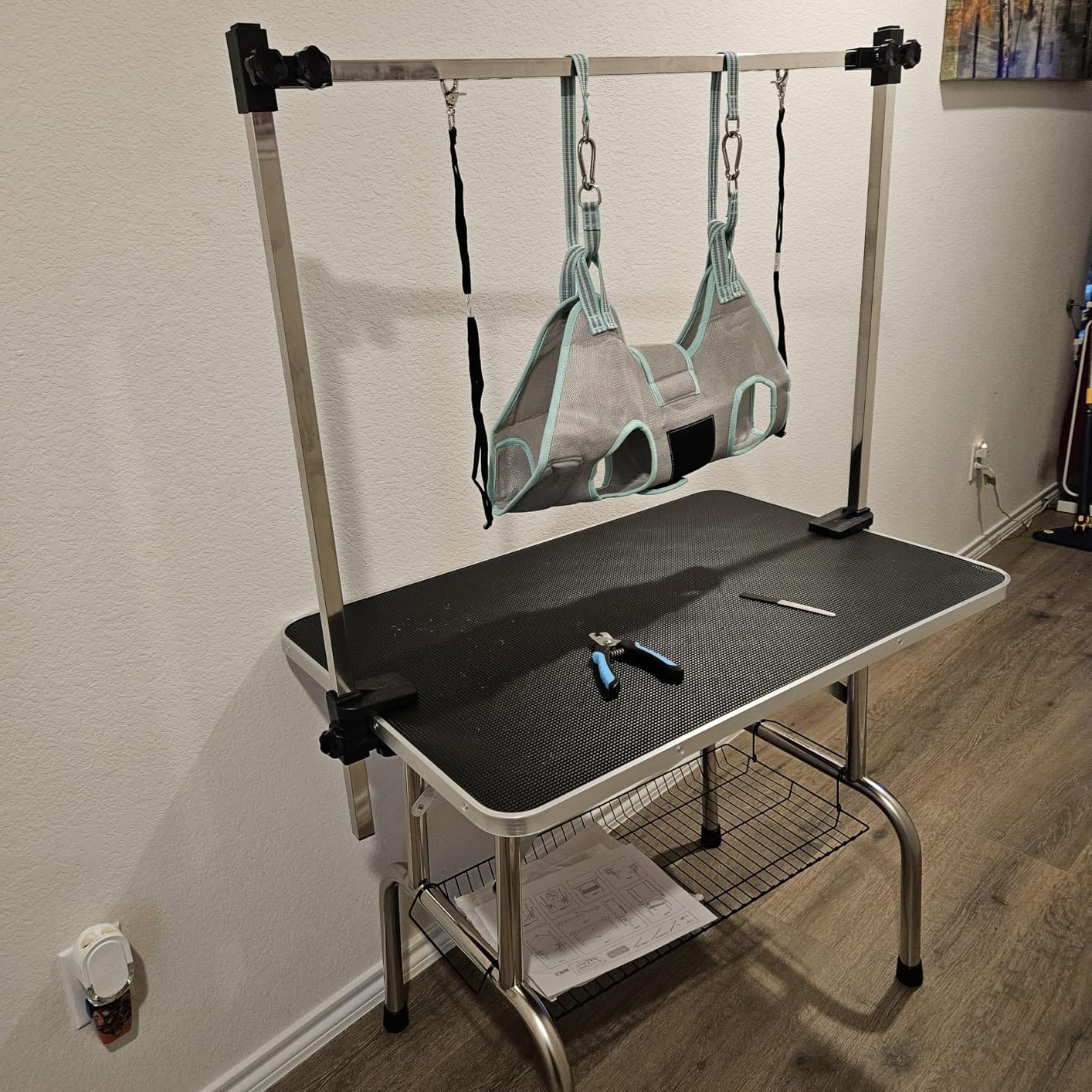 Lyromix 36'' Foldable Dog Grooming Table with Arms/Nooses/Mesh Tray, Black customer photo 2