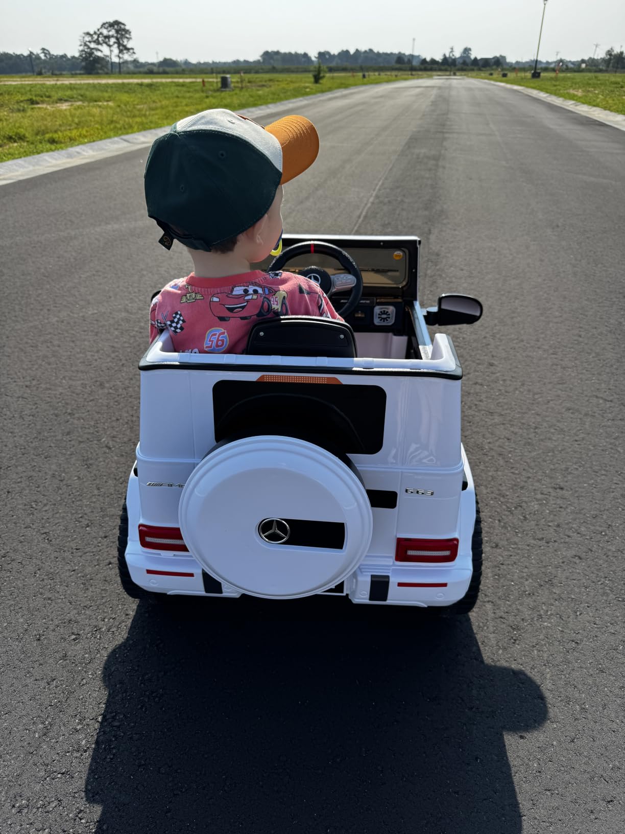 ANPABO 12V 7AH Licensed Mercedes-Benz G63 Electric Car for Kids, White | Parent remote control ride on car for toddlers with 3-speed, LED headlights, music & horn, soft start and low battery prompt customer photo 2