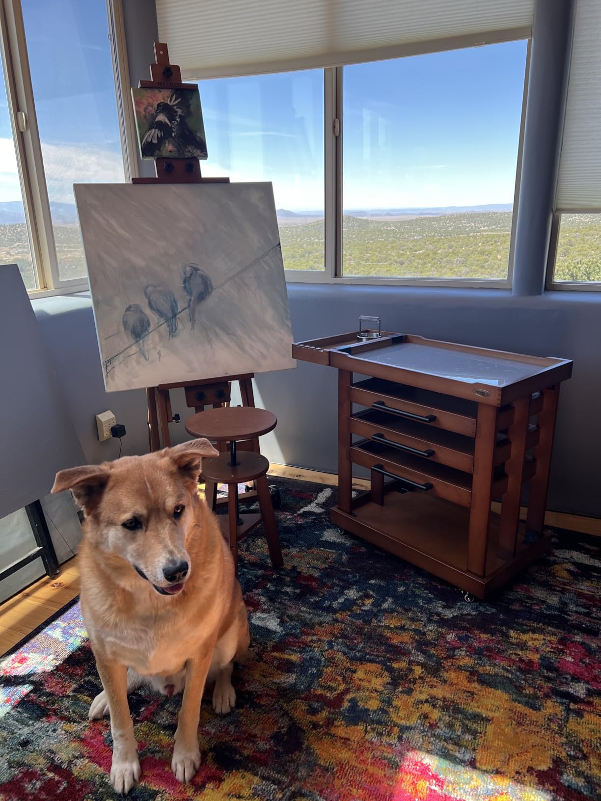 MEEDEN Studio H-Frame Easel - Adjustable Beech Wood Studio Art Easel, Painting Floor Easel Stand, Movable and Tilting Flat Available, Holds Canvas Art up to 77