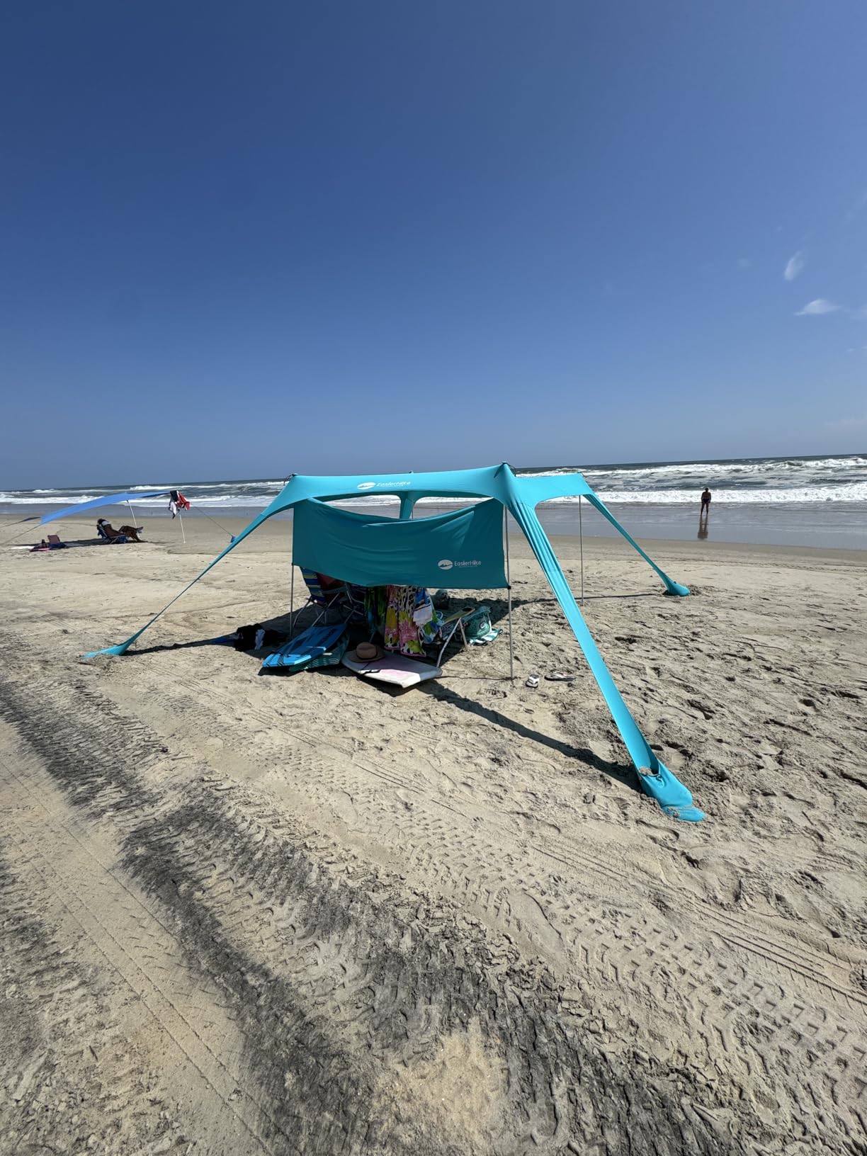 Beach Canopy Tent Shade with Sidewalls 10x10FT, 6.6FT Tall, UPF50+ Sun Shelter, Windproof & Water Resistant, Includes Guylines Sand Shovel Stability Poles, Easy Up for Beach Outdoor Camping Backyard customer photo 2