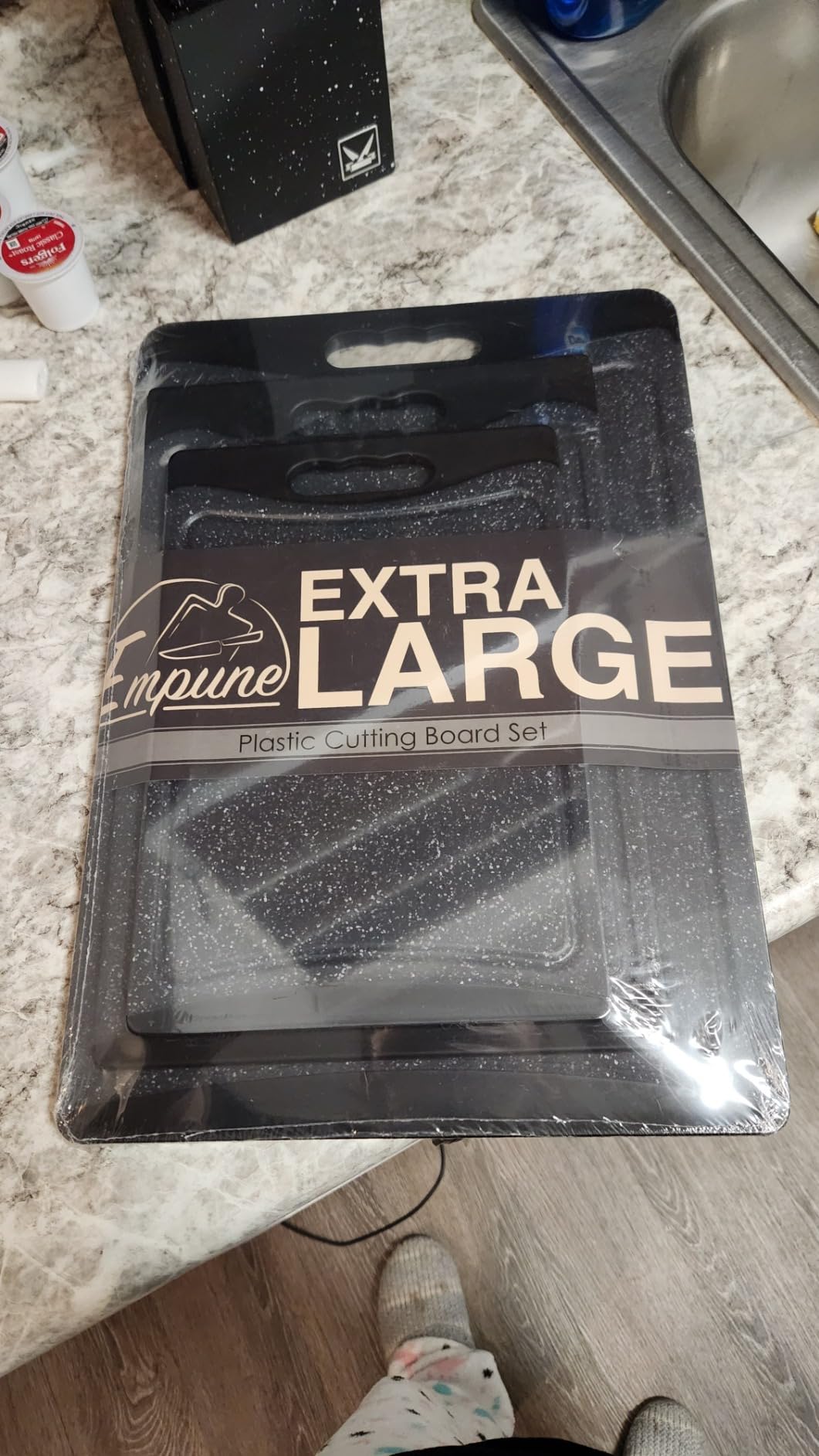 Extra Large Cutting Boards, Plastic Cutting Boards for Kitchen (Set of 3) Cutting Board Set Dishwasher Chopping Board with Juice Grooves Easy-Grip Handles, Dark Grey, Empune customer photo 1