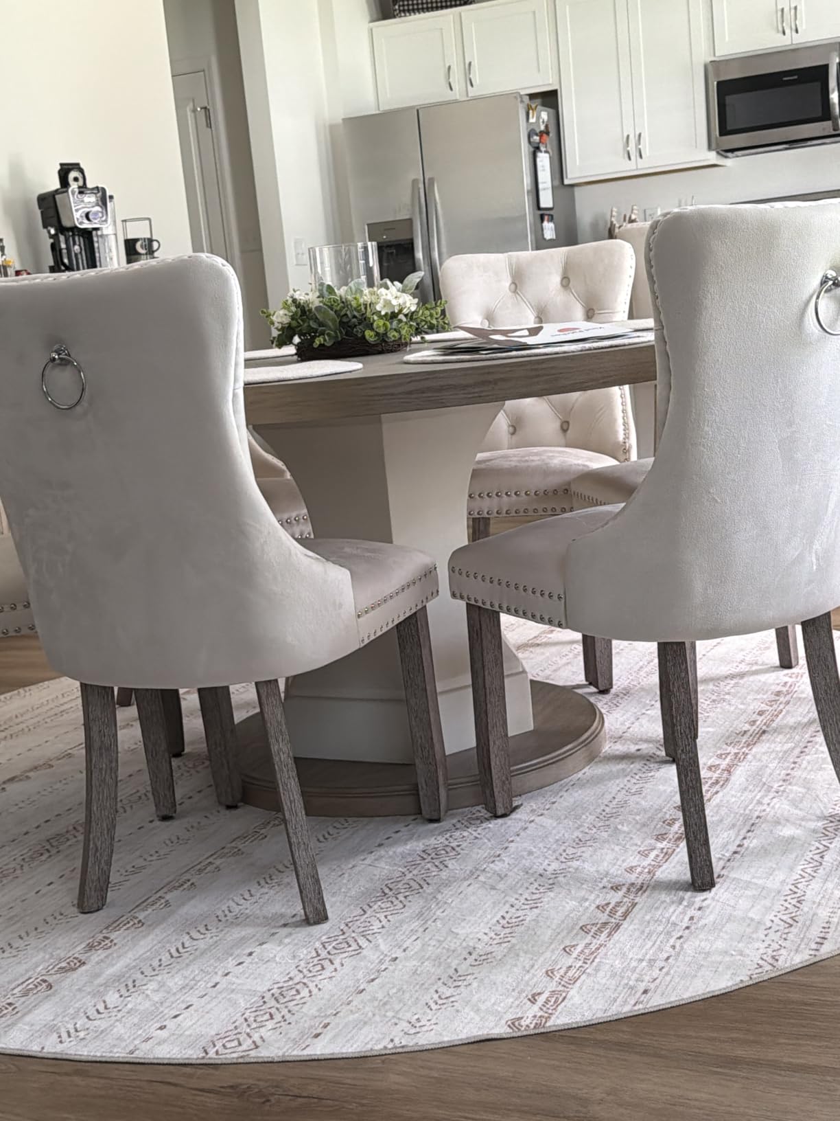 Velvet Dining Chairs, Tufted Kitchen & Dining Room Chairs, Beige, Set of 4 customer photo 2