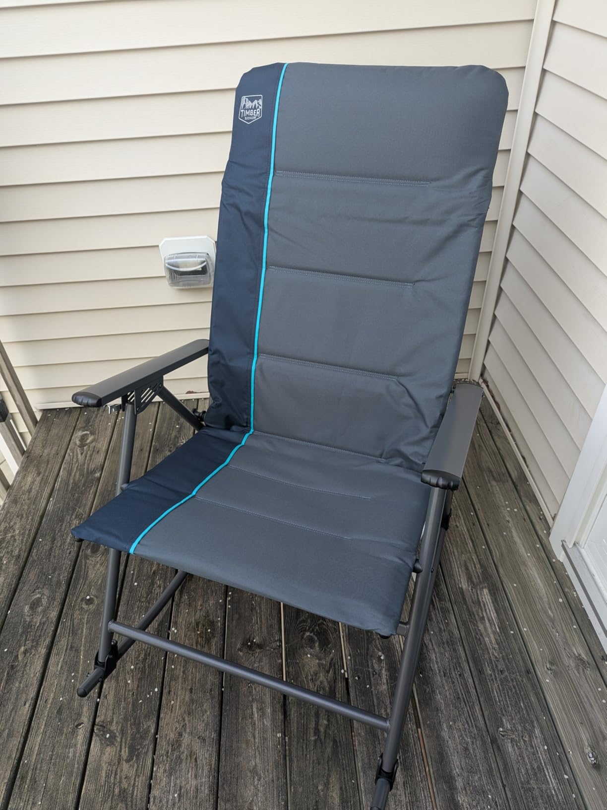 Timber Ridge Oversized Folding Rocking Camping Chair, Padded Outdoor Rocker with High Back, Portable Outdoor Chair for Patio, Garden, Lawn, Supports up to 400 lbs, Gray customer photo 1