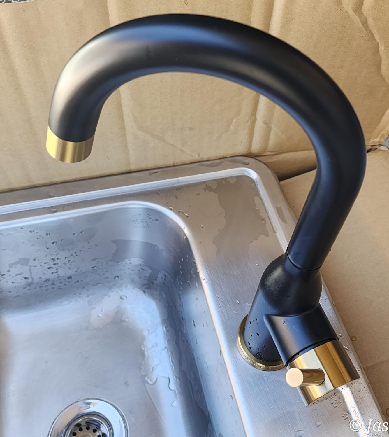 WOWOW Brushed Gold Bar Sink Faucet Single Hole Bar Faucet 1 Handle Small Kithcen Faucet for Wet Bar and RV Sink customer photo 2