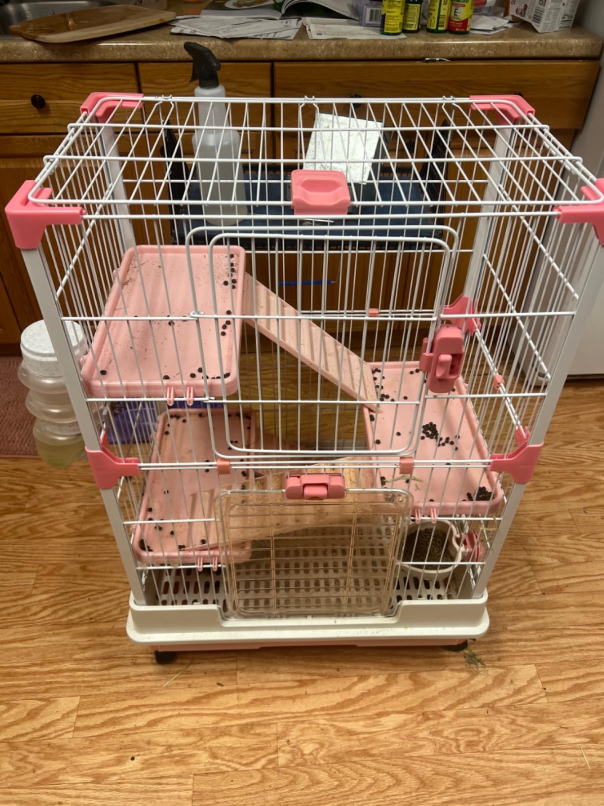 Large 5-Tiers Deluxe in/Outdoor Chinchilla Ferret Squirrel Hedgehog Kitten Rabbit Bunny Hutch House Critter Habitat Mesh Floor Easy Clean 2-Inch Deep Pull Out Tray with Rolling Casters customer photo 1