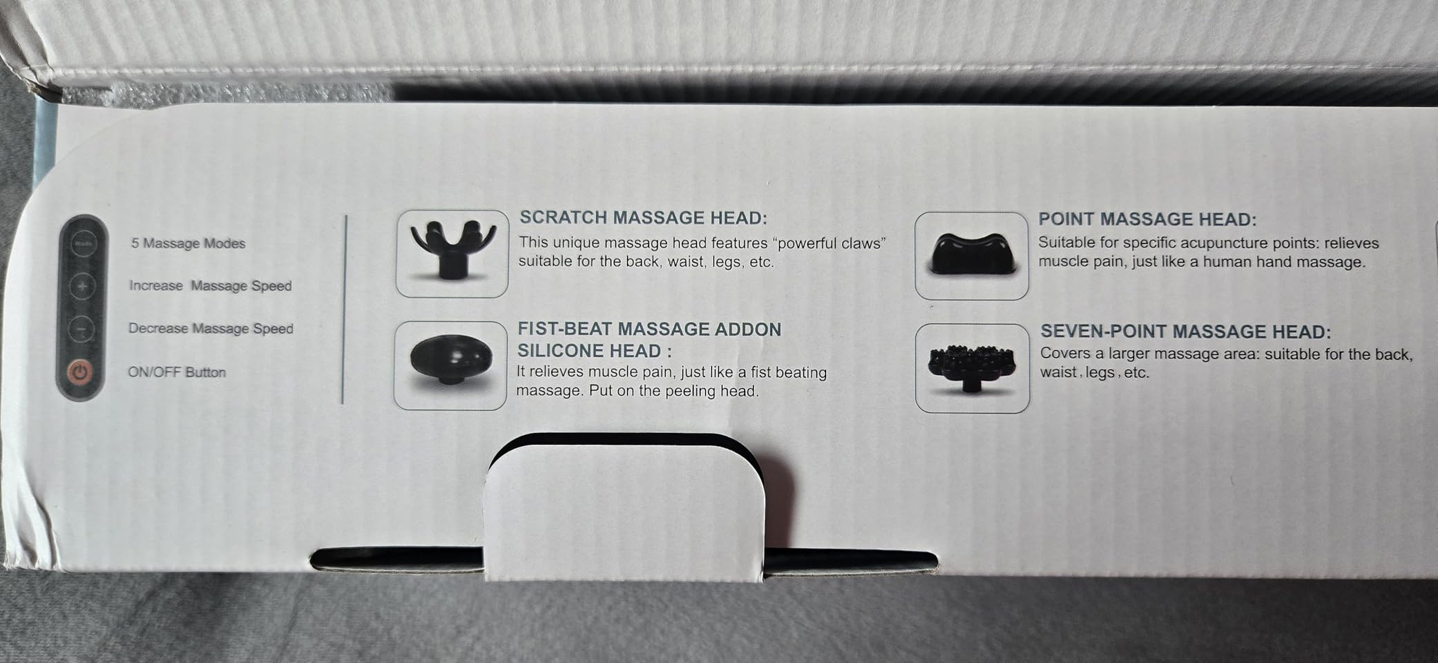 MEGAWISE Cordless Handheld Back Massager, 5 Speeds, 3200mAh, Off-White | 3,600 RPM motor, five speeds, seven massage nodes, 3200mAh battery, up to 90 minutes, USB-C charging, 15-minute auto-off customer photo 1
