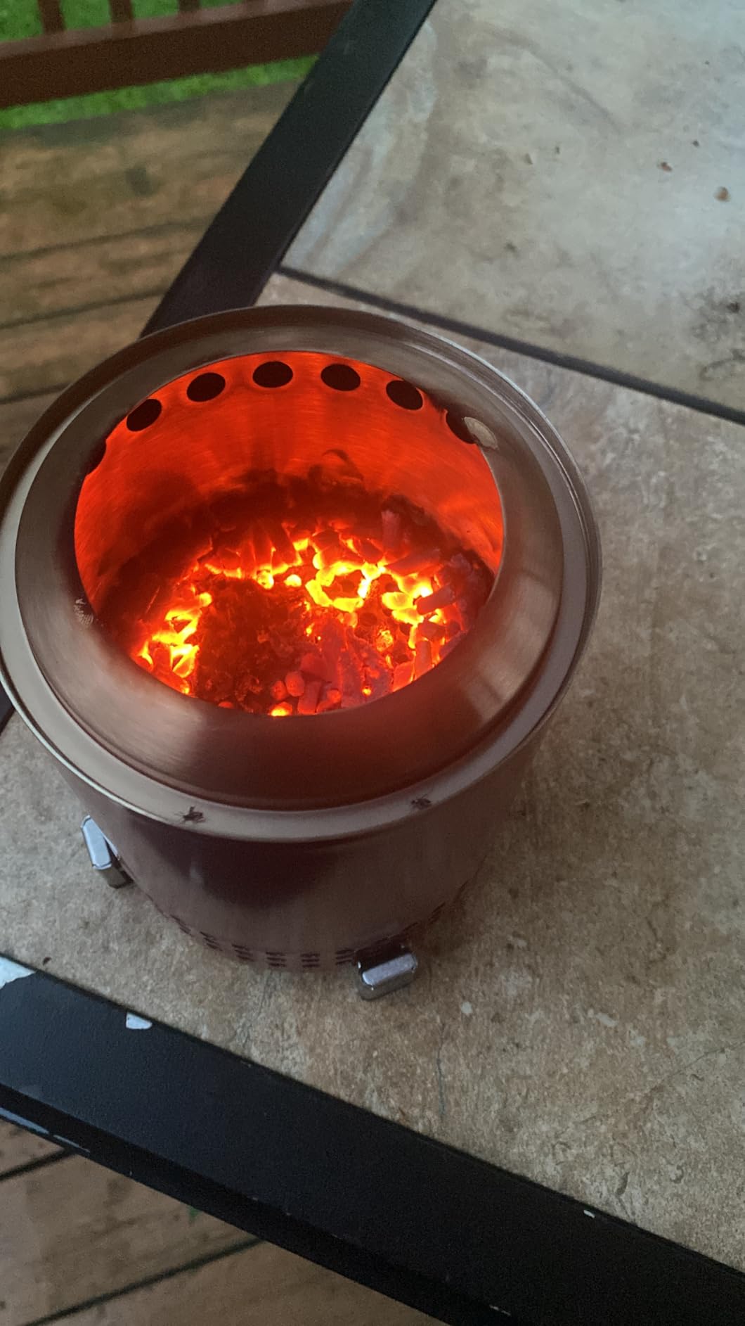 Solo Stove Mesa, 5.1 Inch Tabletop Fire Pit with Stand - Smokeless, Stainless Steel Fire Pit for Camping, Outdoor & Patio- Wood Burning or Pellet Fueled Portable Bonfire, 1.4lbs, Ash customer photo 2