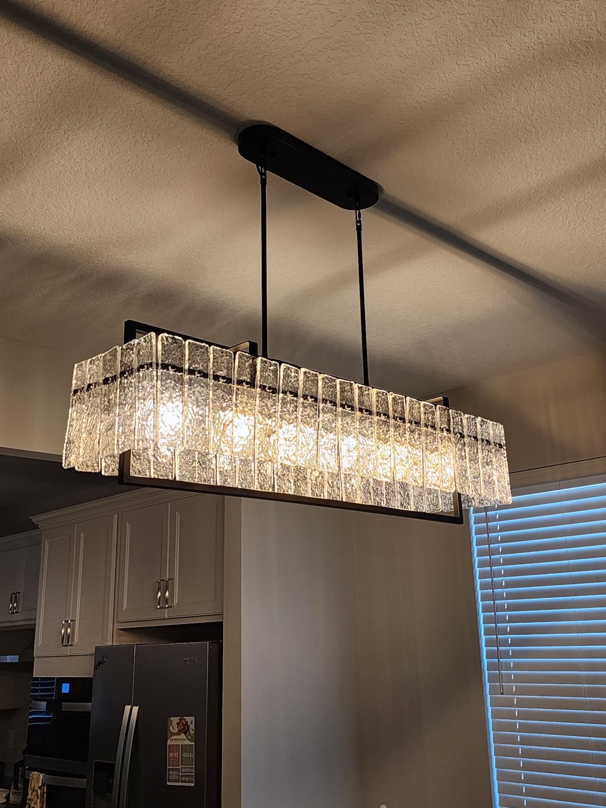 IKK Modern Rectangle Black Crystal Chandeliers for Dining Room, 42